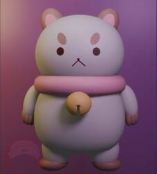I was rewatching Bee &amp; Puppycat and was reminded that I never made fanart of it yet. Very fun and simple to make. It was my first time using the Boolean modifier to make a cut in his bell. Took me awhile to get it right.